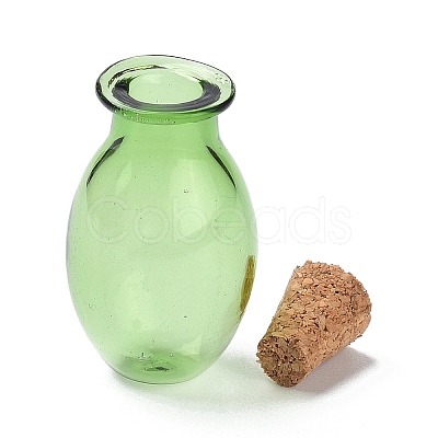 Oval Glass Cork Bottles Ornament X1-AJEW-O032-03F-1