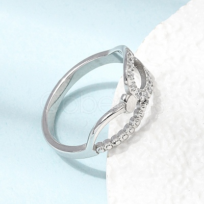 304 Stainless Steel Micro Pave Cubic Zirconia Finger Rings for Women RJEW-A104-01P-1