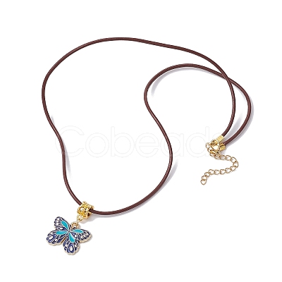 Alloy Enamel Butterfly Pendant Necklaces NJEW-JN04580-03-1