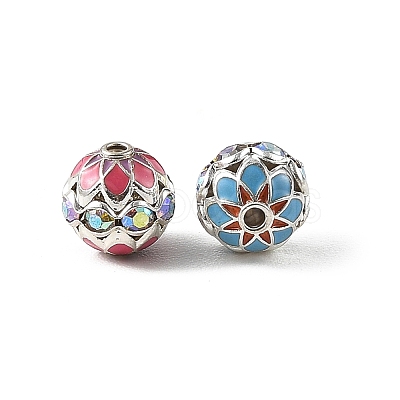 Brass & Alloy & Rhinestone Enamel Beads RB-CBA973B-11C-P-1