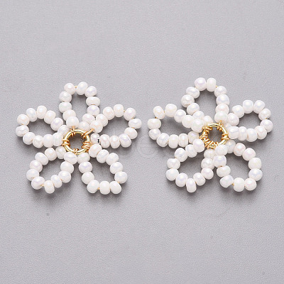 Glass Seed Beads Pendants FIND-R086-06A-1