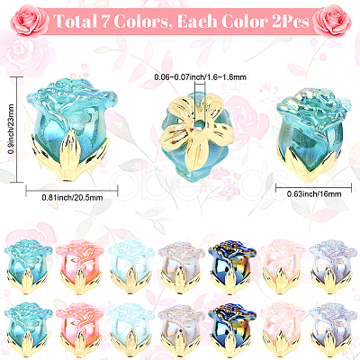 14Pcs 7 Colors UV Plating Opaque Acrylic Beads MACR-SC0002-53-1