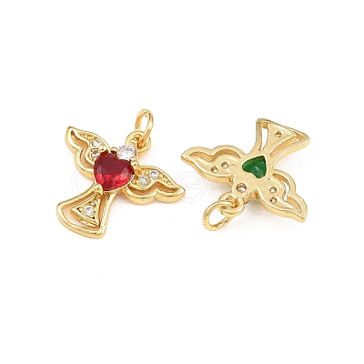 Brass Micro Pave Cubic Zirconia Charms KK-Q085-10G-1