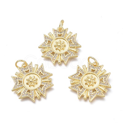 Brass Micro Pave Clear Cubic Zirconia Pendant Settings For Enamel ZIRC-Q023-11G-1