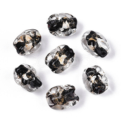 Handmade Gold & Silver Foil Glass Beads FOIL-N030-02A-1