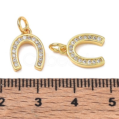 CZ Brass Micro Pave Cubic Zirconia Horse Shoe Charms ZIRC-L018-13G-1