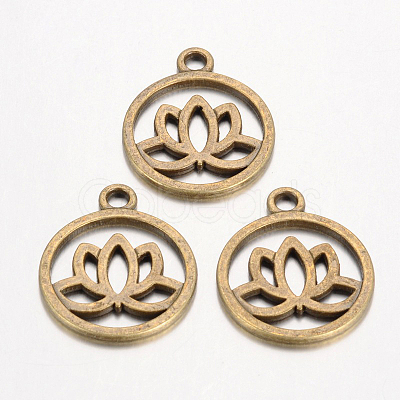 Tibetan Style Filigree Alloy Pendants TIBEP-5354-AB-FF-1