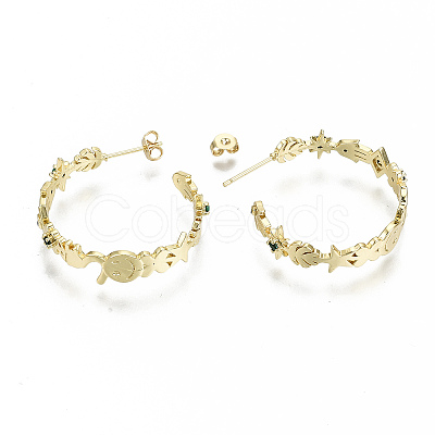 Brass Micro Pave Cubic Zirconia Stud Earrings EJEW-N011-31-NF-1