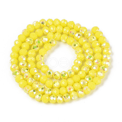 AB Color Plated Opaque Glass Rondelle Beads Strands EGLA-T029-4mm-09D-1