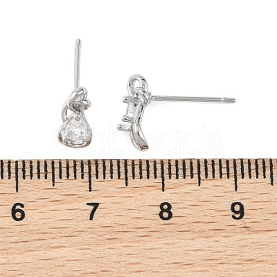 SHEGRACE Teardrop Brass Micro Pave Clear Cubic Zirconia Stud Earrings XGRQ4N877-701P-1