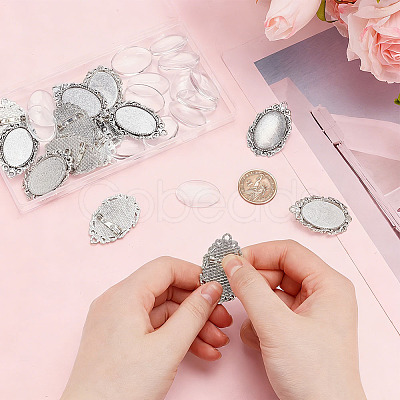 15Pcs Tibetan Style Brooch Cabochon Settings TIBE-ME0001-18-1