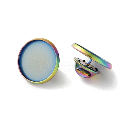 304 Stainless Steel Flat Round Brooch Brooch Base Settings STAS-S172-10A-M-1