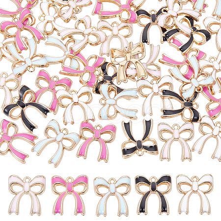 50Pcs 5 Colors Rack Plating Alloy Enamel Pendants ENAM-SC0006-45-1