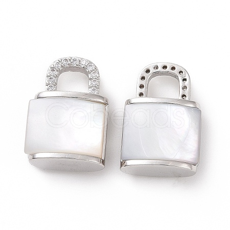 Brass Micro Pave Clear Cubic Zirconia Pendants KK-E068-VC467-1