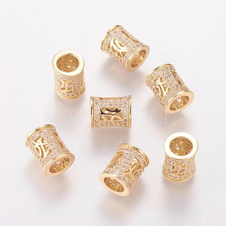 Brass Cubic Zirconia European Beads ZIRC-F001-76G-1
