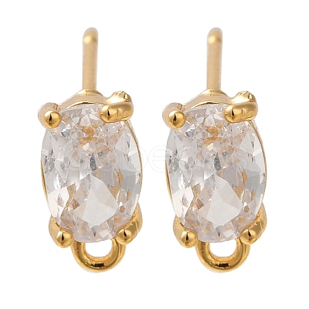 Brass Clear Cubic Zirconia Stud Earrings Finding for Women EJEW-B107-16G-1