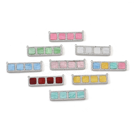 Brass Micro Pave Clear Cubic Zirconia Connector Charms CU-CBA30E8-01P-B-1