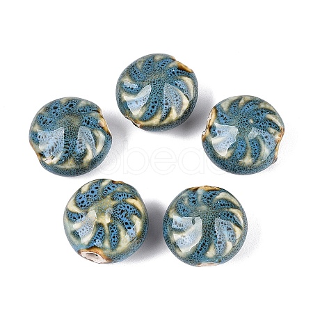 Windmill Spiral Pattern Vintage Handmade Porcelain Beads PORC-N013-19-07-1