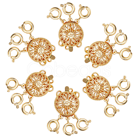 3-Strand 6-Hole Brass Box Clasps FIND-SC0003-31G-1