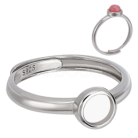 1Pc 925 Sterling Silver Adjustable Ring Components STER-BC0002-66P-02-1