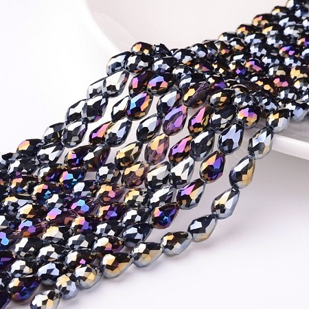 Electroplate Glass Beads Strands EGLA-D015-12x8mm-14-1