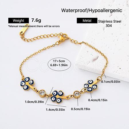 304 Stainless Steel Enamel Link Bracelets with Crystal Rhinestone EA0666-1-1