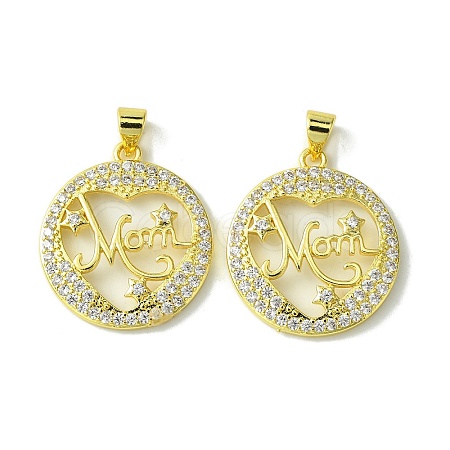 Mother's Day Brass Micro Pave Cubic Zirconia Pendants KK-H472-07G-02-1