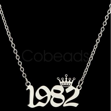 Crown Birth Year 201 Stainless Steel Pendant Necklaces for Women FS-WG4E8F2-43-1