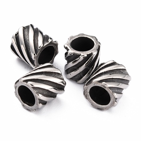 304 Stainless Steel European Beads Hand Polished STAS-B011-07AS-1