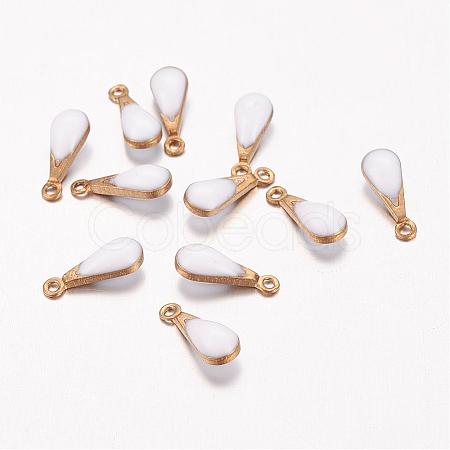 Antique Golden Plated Brass Enamel Teardrop Charms KK-Q571-01B-1