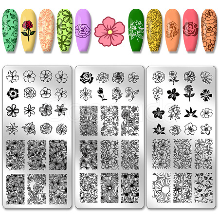 Stainless Steel DIY Nail Art Templates MRMJ-WH0092-077-1