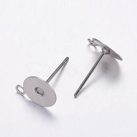 Non-Tarnish 304 Stainless Steel Stud Earrings Findings STAS-K146-013-8mm-1
