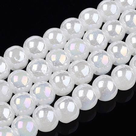 Electroplate Imitation Jade Glass Beads Strands GLAA-T032-J6mm-AB01-1