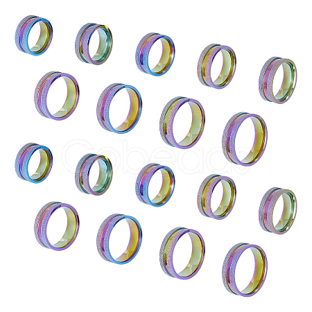 18Pcs 9 Size 201 Stainless Steel Grooved Finger Rings Set for Men Women STAS-UN0045-59A-M-1