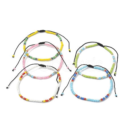 Glass Seed Braided Bead Bracelet for Women BJEW-JB09628-1