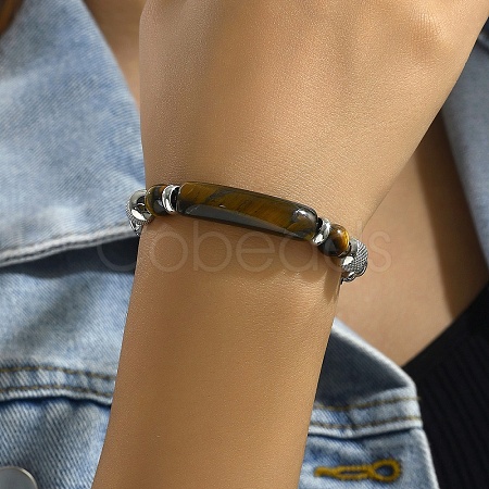 Natural Tiger Eye Beads Link Bracelets LS-YW5979-2-1