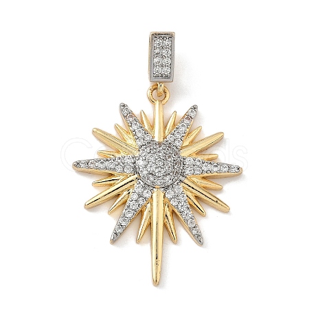 Brass Micro Pave Cubic Zirconia Pendants KK-F909-01G-01-1
