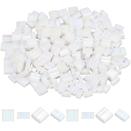 300Pcs 2 Styles 2-Hole Opaque Glass Seed Beads SEED-SC0001-63-1