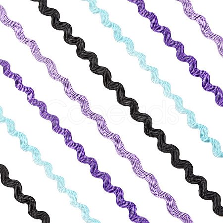 4 Strands 4 Colors Polyester Wave Bending Fringe Trim OCOR-GF0002-43B-1