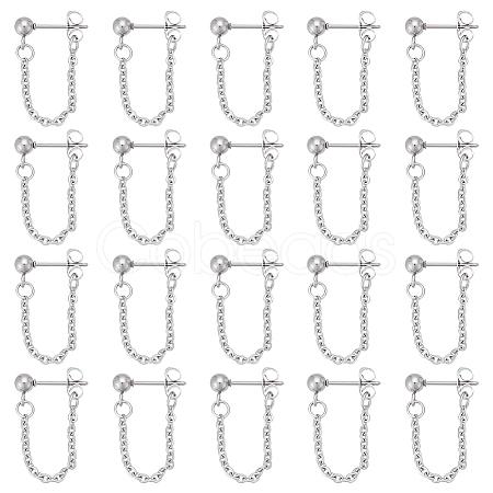10Pair 304 Stainless Steel Ball Stud Earring EJEW-UN00022-1