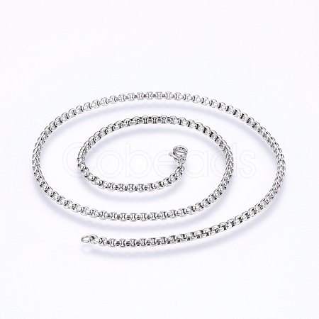 Non-Tarnish 304 Stainless Steel Box Chain Necklaces NJEW-F227-09P-07-1