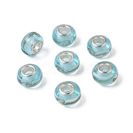 Rondelle Handmade Gold Sand Lampwork European Large Hole Beads LPDL-R007-07B-1