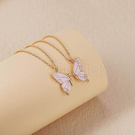 2Pcs Iron Matching Butterfly Pendant Necklaces for Mother Daughter Friends JN1034A-1-1