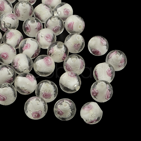 Handmade Luminous Inner Flower Lampwork Beads LAMP-R129-10mm-01-1