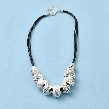 Alloy Knot Beaded Pendant Necklace with Waxed Ropes for Women NJEW-Q391-04S-1