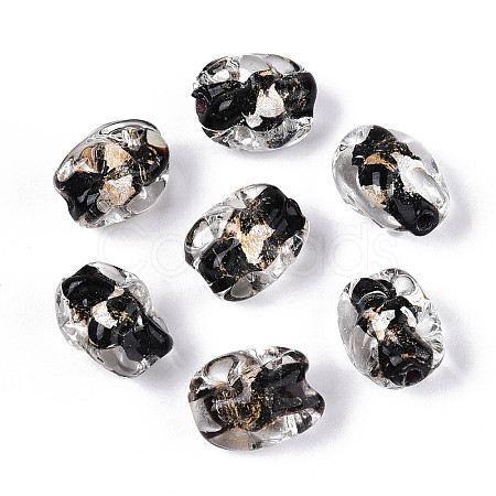 Handmade Gold & Silver Foil Glass Beads FOIL-N030-02A-1