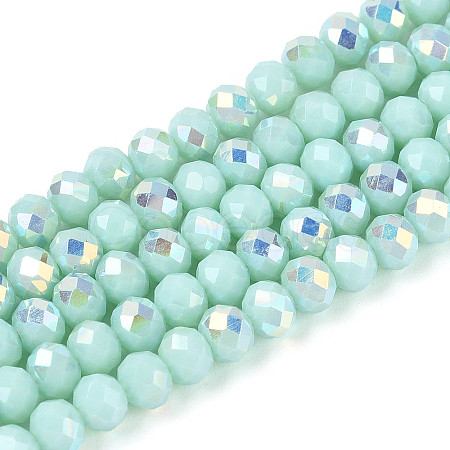 AB Color Plated Opaque Glass Rondelle Beads Strands EGLA-T029-4mm-09H-1