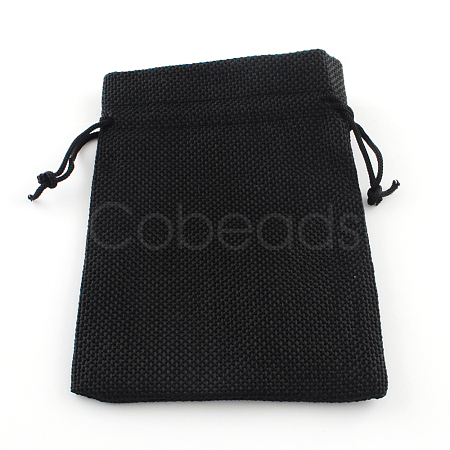 Polyester Imitation Burlap Packing Pouches Drawstring Bags X-ABAG-R005-18x13-09-1