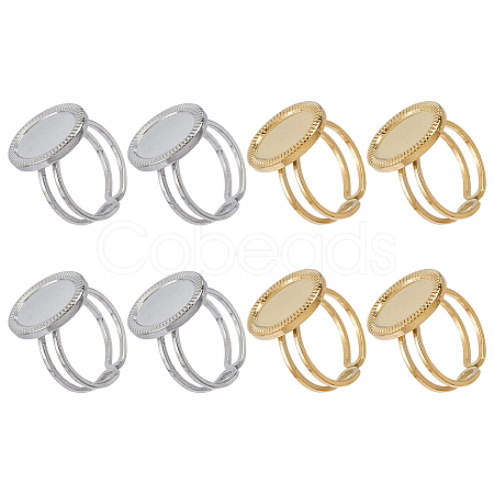 8Pcs 2 Colors 304 Stainless Steel Cuff Ring Findings FIND-ME0003-36-1