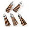 Faux Suede Tassel Pendant Decorations, with CCB Plastic Cord Ends, Platinum, Tan, 35~37x10mm, Hole: 1.8mm